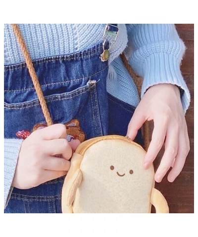 Toast Small Crossbody Purse Plush Bag Cute Travel Phone Purse Kawaii Cross Body Butter Bread Shoulder Purse for Women Happy $...