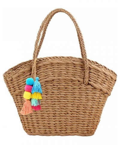 Women Straw Bags Purse Summer Beach Tote Bag Handmade Woven Shoulder Handbag Khaki $27.05 Totes