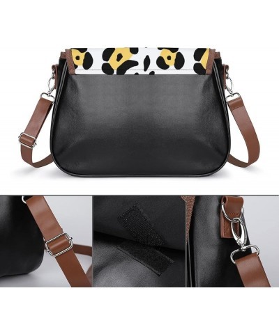 Printed Shoulder Crossbody Bag Leather Hobo Bags Medium Ladies Top Handles Satchels Flower Painting Color14 $25.46 Hobo Bags