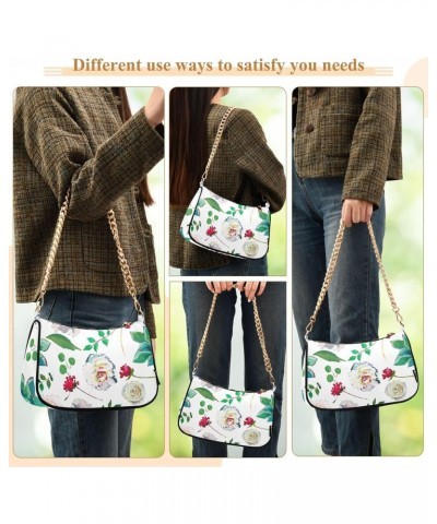 Women Small Shoulder Bag White-rose-succulents-watercolor Girl Classic Purse Tote HandBag $23.53 Totes