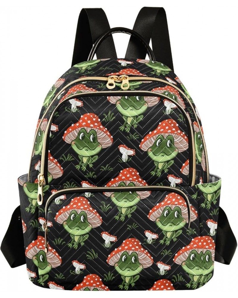 Mini Backpack for Women, Cute Frogs Mushroom Travel Backpack Purse for Ladies, Small Bookbag Daypack Shoulder Bag S Multi151 ...