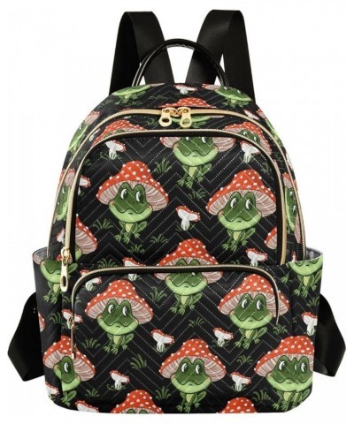 Mini Backpack for Women, Cute Frogs Mushroom Travel Backpack Purse for Ladies, Small Bookbag Daypack Shoulder Bag S Multi151 ...