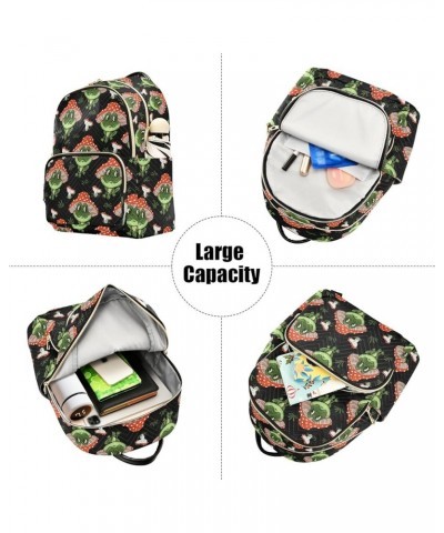 Mini Backpack for Women, Cute Frogs Mushroom Travel Backpack Purse for Ladies, Small Bookbag Daypack Shoulder Bag S Multi151 ...