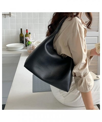 Women Leather Shoulder Bag Big Capacity Retro Tote Handbag Casual Satchel Hobo Bag PU Armpit Bag Girl Stylish Purs Black $13....