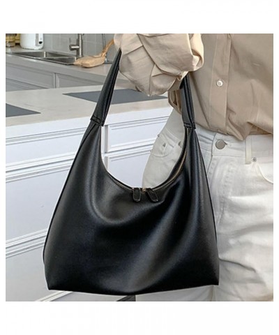 Women Leather Shoulder Bag Big Capacity Retro Tote Handbag Casual Satchel Hobo Bag PU Armpit Bag Girl Stylish Purs Black $13....