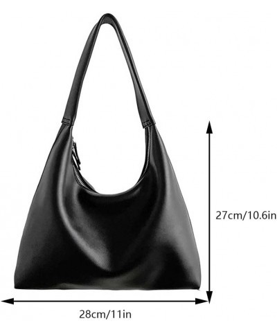 Women Leather Shoulder Bag Big Capacity Retro Tote Handbag Casual Satchel Hobo Bag PU Armpit Bag Girl Stylish Purs Black $13....