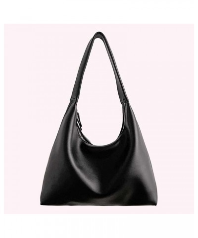 Women Leather Shoulder Bag Big Capacity Retro Tote Handbag Casual Satchel Hobo Bag PU Armpit Bag Girl Stylish Purs Black $13....