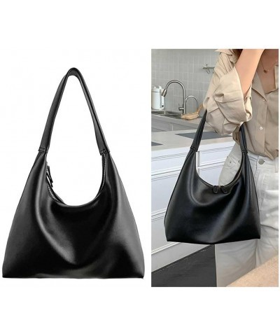 Women Leather Shoulder Bag Big Capacity Retro Tote Handbag Casual Satchel Hobo Bag PU Armpit Bag Girl Stylish Purs Black $13....