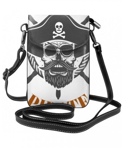 Pirate Skull and Cannons Crossbody Wallet Phone Bag for Women Mini Shoulder Bag Cell Phone Purse $15.63 Crossbody Bags