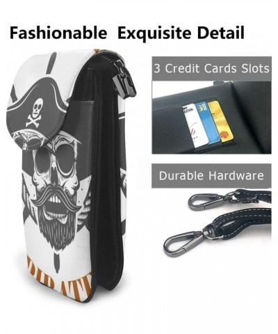 Pirate Skull and Cannons Crossbody Wallet Phone Bag for Women Mini Shoulder Bag Cell Phone Purse $15.63 Crossbody Bags