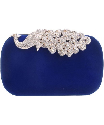 Womens Party Banquet Glitter Purse Clutch Bag Peacock Diamonds Silk Cocktail Evening Formal Blue $19.37 Evening Bags