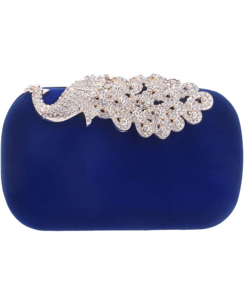 Womens Party Banquet Glitter Purse Clutch Bag Peacock Diamonds Silk Cocktail Evening Formal Blue $19.37 Evening Bags