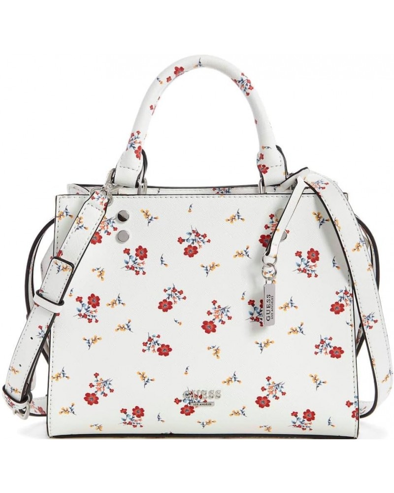 Pink Floral Print Crossbody Satchel Tote Bag Handbag - White Multi $41.30 Totes