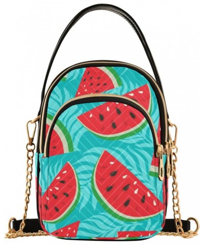 Cell Phone Purse Watermelon Palm Leaves Blue Crossbody Handbag Durable Shoulder Bag Sturdy Travel Pouch Compact Chic Bag for ...