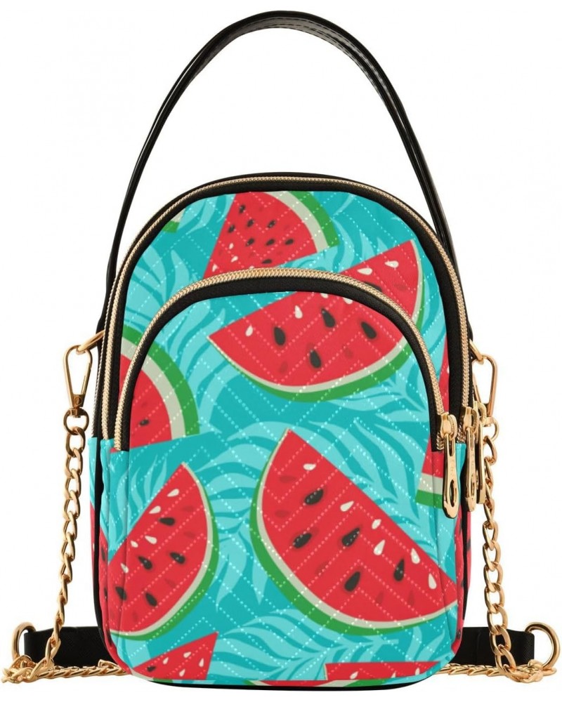 Cell Phone Purse Watermelon Palm Leaves Blue Crossbody Handbag Durable Shoulder Bag Sturdy Travel Pouch Compact Chic Bag for ...