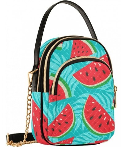 Cell Phone Purse Watermelon Palm Leaves Blue Crossbody Handbag Durable Shoulder Bag Sturdy Travel Pouch Compact Chic Bag for ...