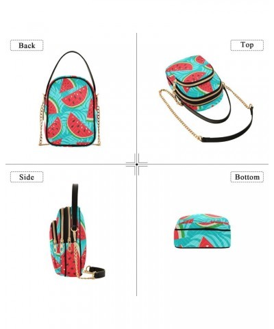 Cell Phone Purse Watermelon Palm Leaves Blue Crossbody Handbag Durable Shoulder Bag Sturdy Travel Pouch Compact Chic Bag for ...