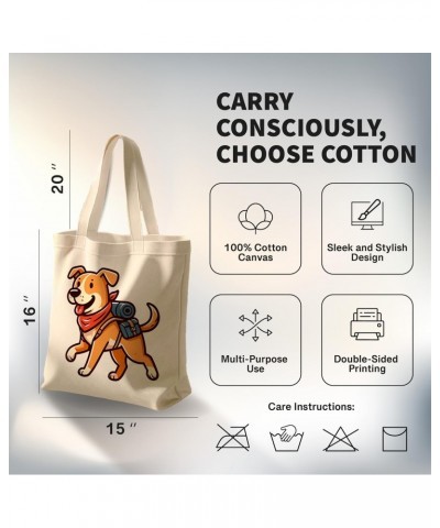 Dog Hiking Cotton Tote Bag for Women Men Casual Tote Bag Cloth Canvas Shopping Bags with Handles Cute Bags Everyday Use 15" x...