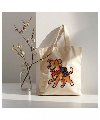 Dog Hiking Cotton Tote Bag for Women Men Casual Tote Bag Cloth Canvas Shopping Bags with Handles Cute Bags Everyday Use 15" x...