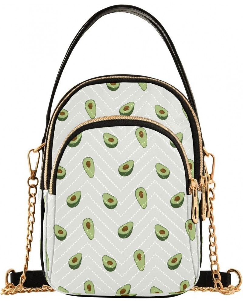 Cartoon Avocado Fruit Small Chain Crossbody Travel Bag Handbag Cell Phone Purse for Women $12.76 Crossbody Bags