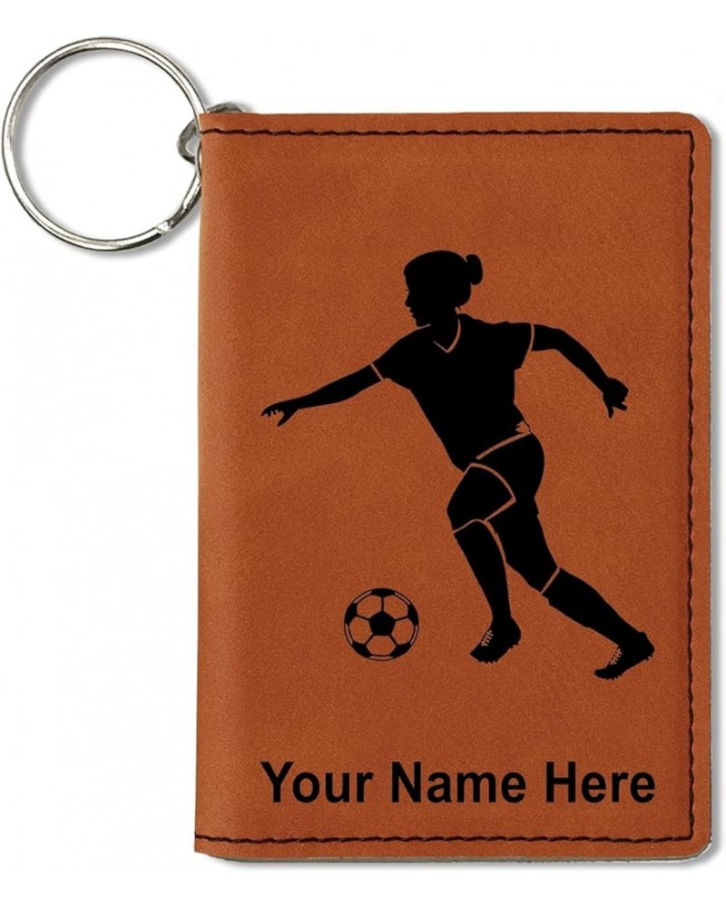 ID Holder Wallet, Soccer Player Woman, Personalized Engraving Included (Teal) Dark Brown $11.76 Wallets