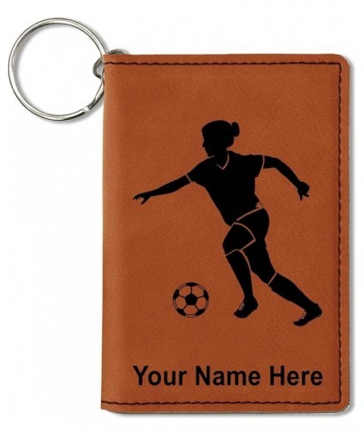 ID Holder Wallet, Soccer Player Woman, Personalized Engraving Included (Teal) Dark Brown $11.76 Wallets