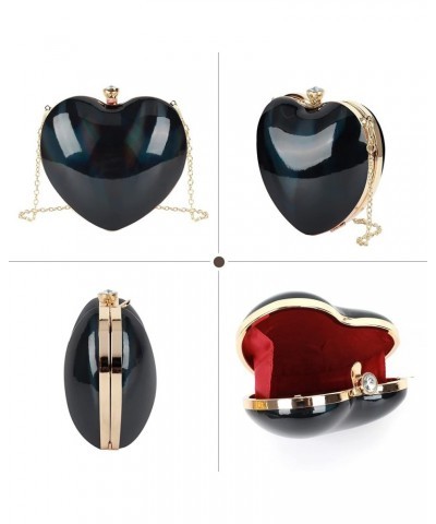 Mily Heart Shape Clutch Bag Messenger Shoulder Handbag Tote Evening Bag Purse Leather+black $13.23 Evening Bags