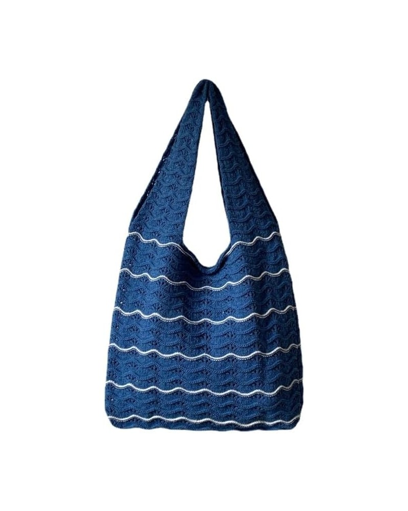 Y2K Crochet Tote Bag Beach Bag Hobo Bag Fairy Grunge Aesthetic Shoulder Bag Purse for Women Girls Grunge Accessories Blue $9....