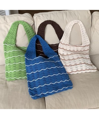 Y2K Crochet Tote Bag Beach Bag Hobo Bag Fairy Grunge Aesthetic Shoulder Bag Purse for Women Girls Grunge Accessories Blue $9....