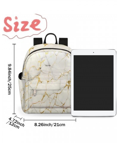 Marble Print Mini Backpack Purse for Women Girls, Gold Texture Small Backpack Lightweight Casual Travel Bag Daypack for Teens...