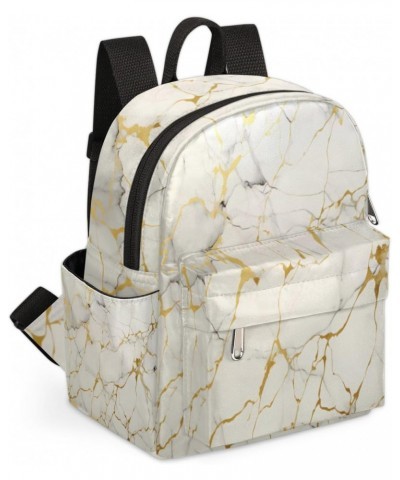 Marble Print Mini Backpack Purse for Women Girls, Gold Texture Small Backpack Lightweight Casual Travel Bag Daypack for Teens...