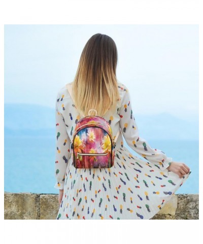 Oil Painting Rooster PU Leather Backpack Backpack Purse for Women Small Bag with Adjustable Strap Fashionable Travel Bag Dayp...