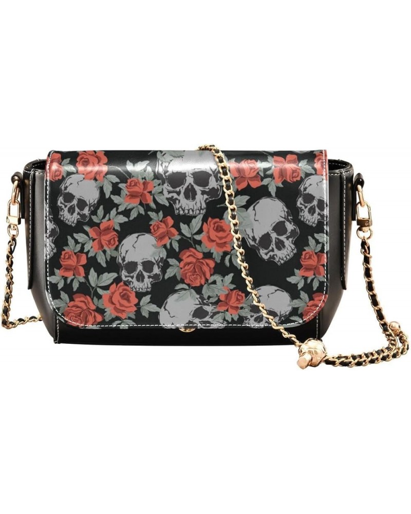 Leather Crossbody Bags,Halloween Luminous Bats Black Chain Wallet Crossbody Phone Purses Women's Shoulder Bag Skull 299 $23.5...