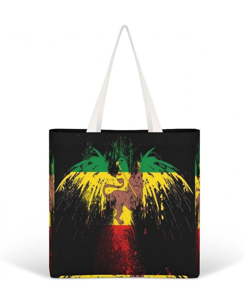 Rasta Eagle And Lion King CanvasTote Bag for Women Girl Canvas Shoulder Handbags Cute Large Purse $12.48 Totes