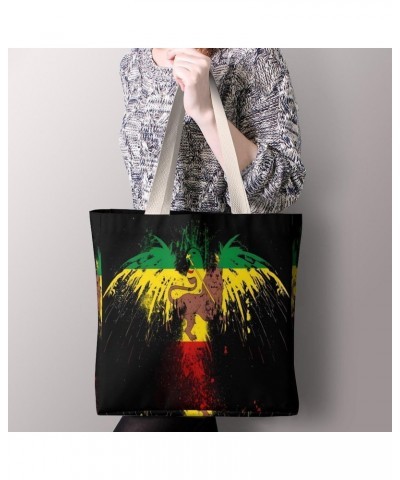 Rasta Eagle And Lion King CanvasTote Bag for Women Girl Canvas Shoulder Handbags Cute Large Purse $12.48 Totes