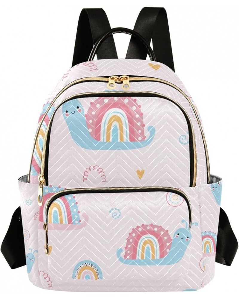 Small Backpack for Women Travel Bag Cute Rainbow Snail Daypack Purse Fashion Shoulder Bag Rucksack Small B122 $11.44 Backpacks