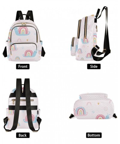 Small Backpack for Women Travel Bag Cute Rainbow Snail Daypack Purse Fashion Shoulder Bag Rucksack Small B122 $11.44 Backpacks