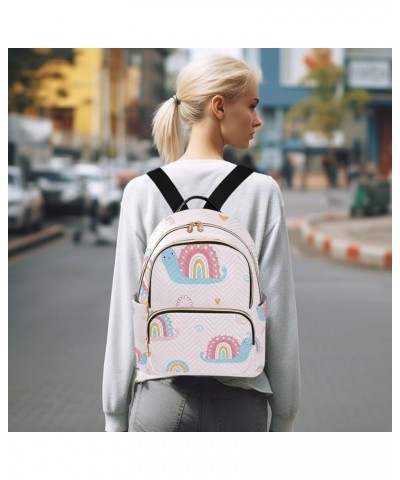 Small Backpack for Women Travel Bag Cute Rainbow Snail Daypack Purse Fashion Shoulder Bag Rucksack Small B122 $11.44 Backpacks