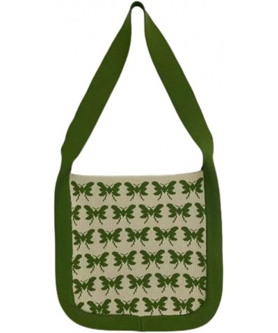 Knitted Shoulder Bag for Women Butterfly Hobo Bag Tote Handbag Trendy Crossbody Bag Purse Large B-light Green $31.84 Totes