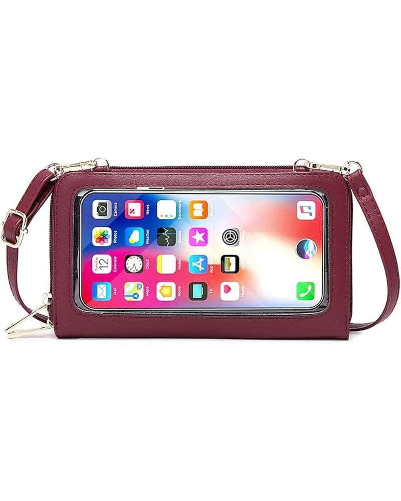 Small Crossbody Cell Phone Purse for Women, Touch Screen Bag RFID Blocking Card Holder Wallet Purse (Wine Red) Wine Red $31.0...