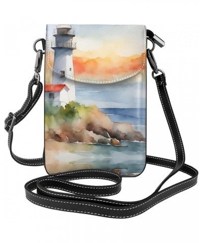 Marble Print Cross-Body Bags For Women Small Cellphone Purse Shoulder Handbag Fashion Shoulder Bag With Lighthouse $13.16 Cro...