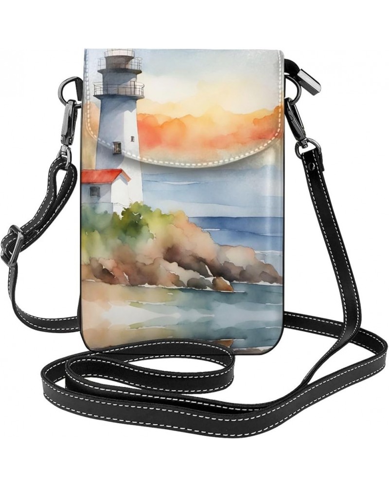 Marble Print Cross-Body Bags For Women Small Cellphone Purse Shoulder Handbag Fashion Shoulder Bag With Lighthouse $13.16 Cro...