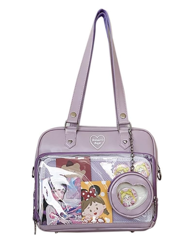 Women JK Purse Shoulder Bags Handbag Transparent Window DIY Messenger Bag Small Wallet Pendant Purple $22.38 Totes