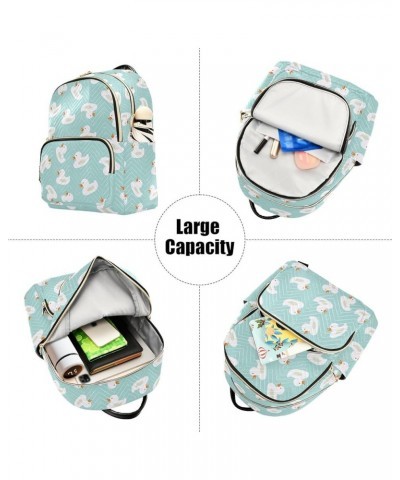 Mini Backpack for Women, White Ducks Bubbles Travel Backpack Purse for Ladies, Small Bookbag Daypack Shoulder Bag S Multi1277...