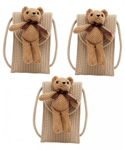 2 Pcs Bear Mini Crossbody Bag Small Bag Women's Yarn Summer Khakix3pcs $11.56 Crossbody Bags