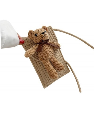 2 Pcs Bear Mini Crossbody Bag Small Bag Women's Yarn Summer Khakix3pcs $11.56 Crossbody Bags