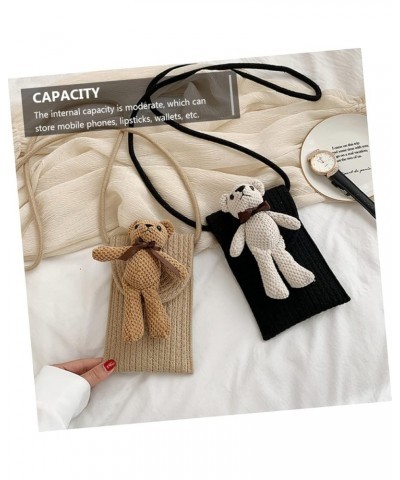 2 Pcs Bear Mini Crossbody Bag Small Bag Women's Yarn Summer Khakix3pcs $11.56 Crossbody Bags