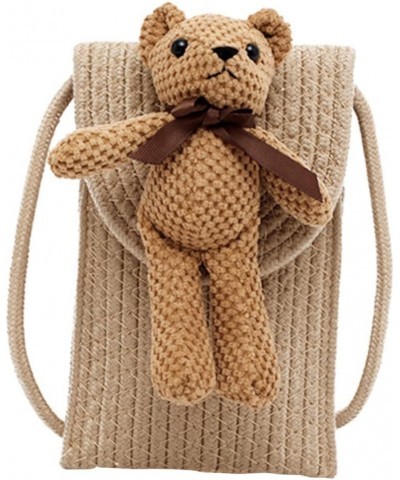 2 Pcs Bear Mini Crossbody Bag Small Bag Women's Yarn Summer Khakix3pcs $11.56 Crossbody Bags