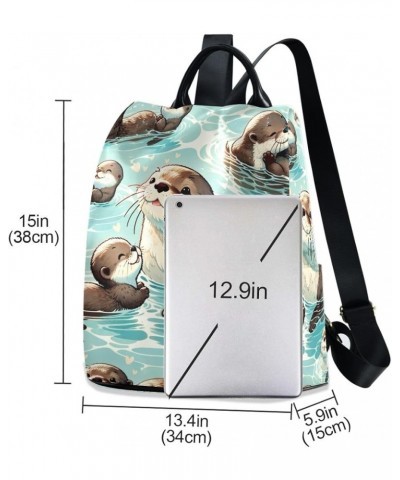 Skate Board Design Women Backpack Purse Back Zipper Anti Theft Pocket Design Travel Rucksack Bag Cute Otters $15.53 Backpacks