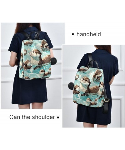 Skate Board Design Women Backpack Purse Back Zipper Anti Theft Pocket Design Travel Rucksack Bag Cute Otters $15.53 Backpacks